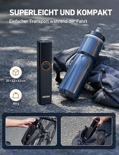 AstroAI Elektrische Fahrradpumpe 150PSI – Tragbare Akku-Luftpumpe für Stadt- und Mountainbikes, leistungsstark und viels