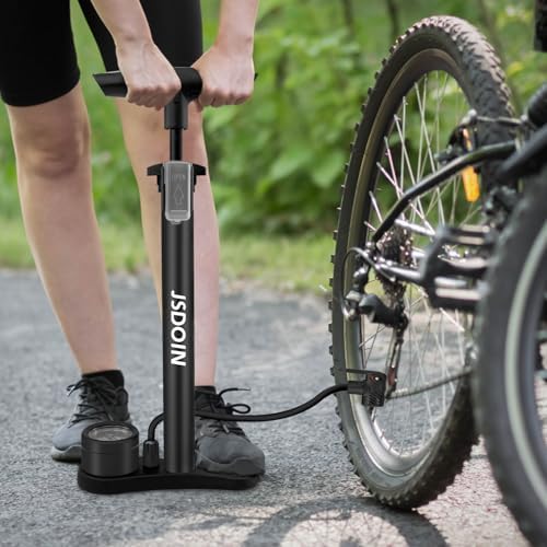 Jsdoin Luftpumpe Fahrrad-Standpumpe mit Manometer - Hochdruck bis 160 PSI für alle Ventile, ideal für unterwegs