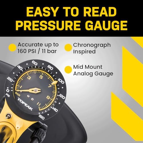 Topeak JoeBlow Fahrradpumpe – Hochdruck Standpumpe für schnelles Aufpumpen zuhause