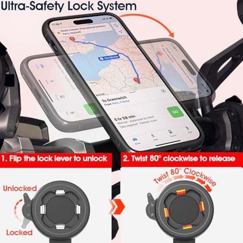 Robuste Alu Handyhalterung für Fahrrad/Motorrad – Schnellverschluss für 4-7,5" Smartphones, ideal für Rennrad und E-Bike