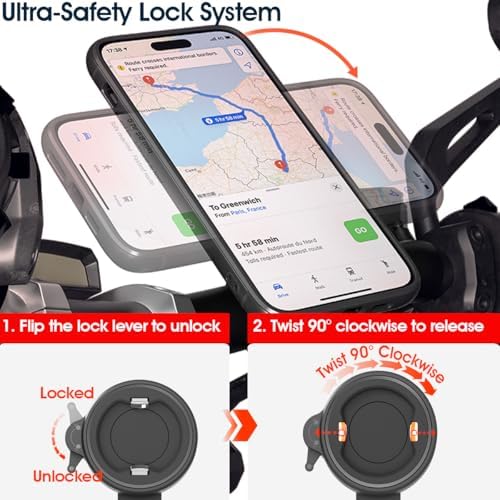 Robuste Alu Handyhalterung für Fahrrad/Motorrad – Schnellverschluss für 4-7,5" Smartphones, ideal für Rennrad und E-Bike